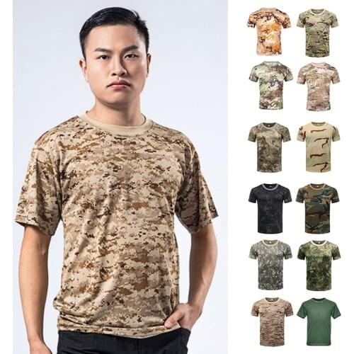 Outdoor Sports t-Shirts Camo Military Army Shirts Tactical Fishing Shirt Camouflage Men Quick Dry Short Sleeve Hiking Shirt Tops