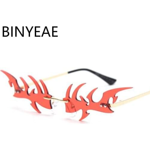 Vintage Rimless Sunglasses For Women Retro Steampunk Men Shades Designer Eyewear Red Oversized Sun Glasses Oculos UV400