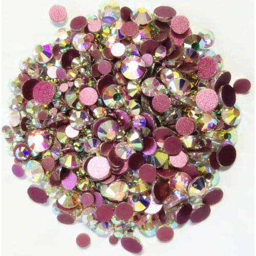 Super Glitter Crystal AB Rhinestones Non Hot Fix Rhinestone Rose Flat Back Strass Sewing&Fabric Garment Nail Art Decorations
