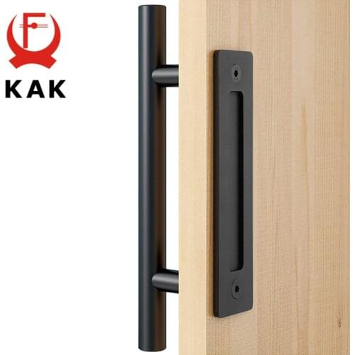 KAK 12" Heavy Duty Pull and Flush Door Handle Set Sliding Barn Door Handle Large Rustic Two-Side Design Door Handle Hardware