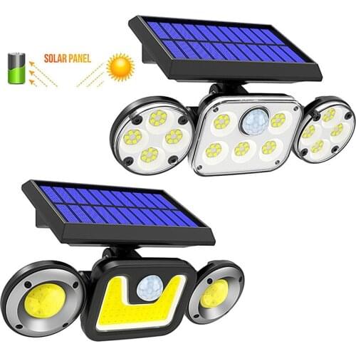 3 Heads PIR Motion sensor LED Solar Light White color Outdoor Solar Wall Lamp Waterproof Sunlight Powered for Garden Porch