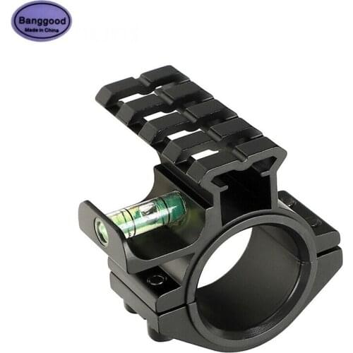 Tactical 25.4mm/30mm Ring Tube Optical Flashlight Laser Sight Scope Mount Adapter with Track Bubble Level Hunting Accessories