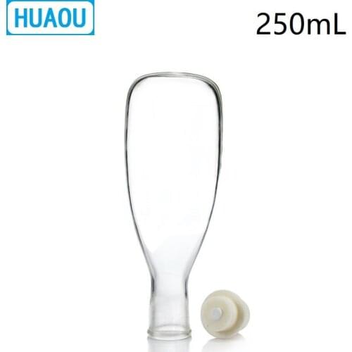 HUAOU 250mL Culture Flask Florentine Solanum Type Borosilicate 3.3 Glass with Silica Gel Stopper Laboratory Chemistry Equipment