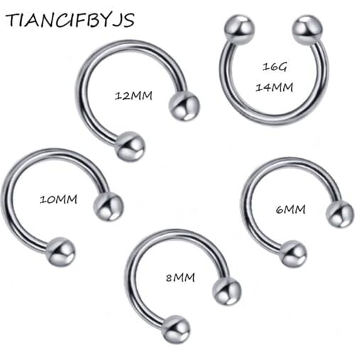 TIANCIFBYJS Piercing Wholesales 100pcs/lot Mix 5 Size Stainless Steel Hot Sale Nose Body Jewelry Nose Ring Horseshoe Piercing