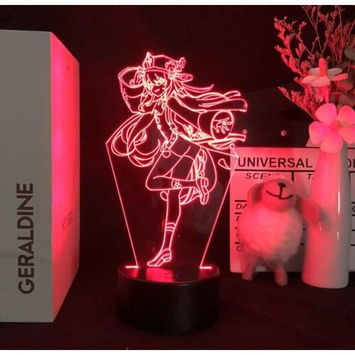 LED Genshin Impact Night Light Anime Figure Sunset Lamp For Indoor Room Atmosphere Illusion Party Desktop Decor Indie Kids Gift