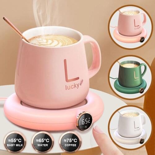 USB Cup Heater Mug Warmer Tea Makers Hot Plate Warmer Coaster 3 Gear LED Display Heating Pad Cup Heaters for Coffee Milk Tea
