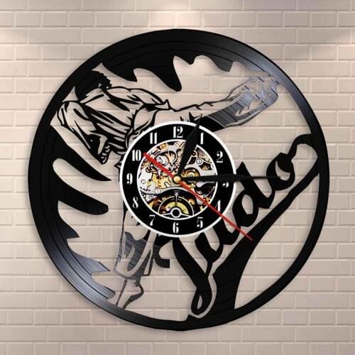 Jiu-jitsu Vintage Vinyl Record Wall Clock Judo Martial Wall Arts Judo Gym Sign Wall Clock Japanese Fighting Martial Judoka Gifts