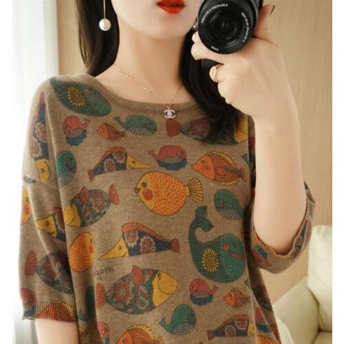 2021 new round neck pullover pure cotton knit sweater large size sweater loose bottoming shirt women long-sleeved top