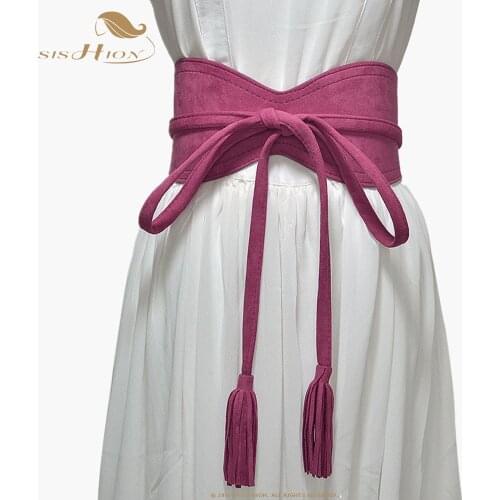 SISHION Fashion Wide Waist Belt Corset Belts For Ladies QY0248 Black Brown Beige Wide Waistband Bow Women Dress Cummerbunds