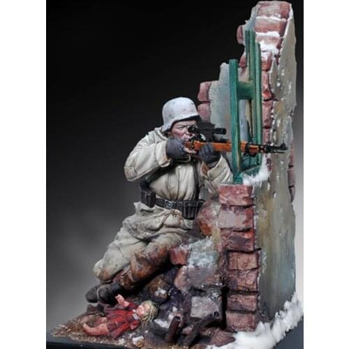1/18 Sniper 1944, With base, Resin Model Soldier GK, World War II military theme, Unassembled and unpainted kit
