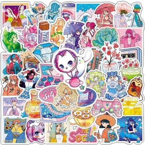 10/30/50PCS Crystal Cartoon Girl Stickers Laptop Guitar Luggage Fridge Phone Waterproof Graffiti Sticker Decal Kid Classic Toys