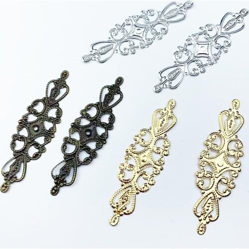 20Pcs 65x20mm Flower Filigree Wraps Connectors Embellishments For Diy Scrapbooking Home Decor Metal Crafts Accessories