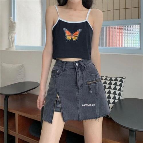 2021 New Summer Patchwork Skirts Women Zipper Side-slit Denim Korean Style Chic Trendy Hot Hipster Teen Ulzzang High Waist Ins