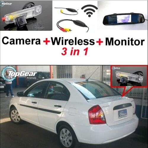 3 in1 Special Rear View Camera + Wireless Receiver + Mirror Monitor Easy DIY Back Up Parking System For Dodge Attitude