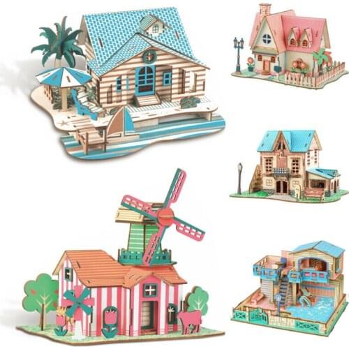 3D DIY Puzzle Castle Assembling Model Cartoon House Paper Toy Kid Early Learning Construction Pattern Gift Children House Puzzle