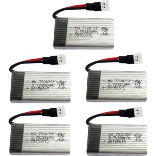 5Pcs Upgraded Lipo For Hubsan X4 H107 H31 KY101 25C 3.7V 380mAh RC Quadcopter 752035 Lipo Battery 3.7 Lipo For Hubsan X4 H107