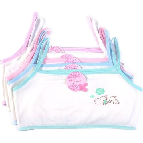 5pcs Cute Cartoon Cat Vest Bra Young Girl Lingerie Cotton Vest Bra 5-10 Years Girl Tops For Teen Underwear One Size