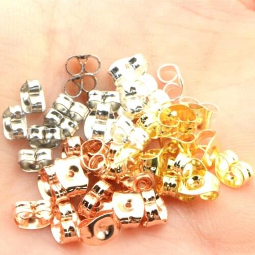 50PCS Stainless Steel Earring Butterfly Type Ear Plug Blocked Caps Earrings Back Stoppers for DIY Parts Jewelry Findings Making