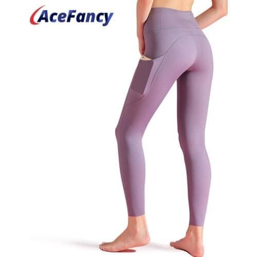 Acefancy Yoga Leggings With Pocket Women Yoga Pants T2069 Push Up Leggings Workout High Waist Training Pants Yoga Female Trouser