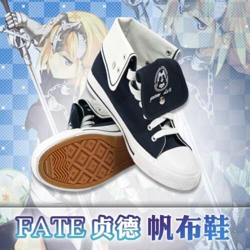 Anime Fate Grand Order Ruler Joan of Arc Cosplay Shoes Mens Canvas Casual Mid Top Shoes Sneakers Harajuku Plimsolls Size 36-44