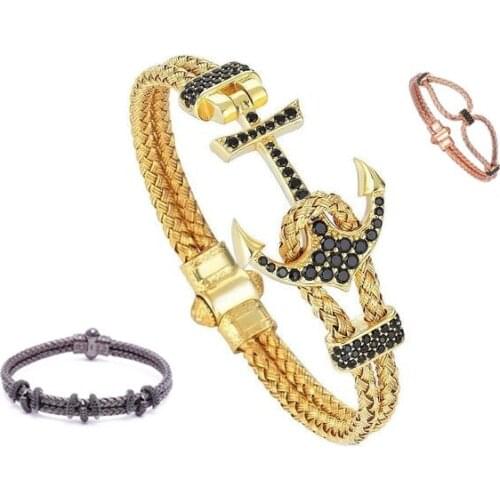 ATOLYESTONE18K Gold Anchor Bangle Stainless Steel Bracelet Bangle Jewelry S3-0200