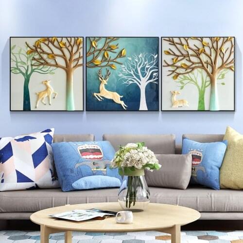 Living Room Decorative Painting Mural Modern Minimalist 3D Three-dimensional Relief Triple Restaurant Nordic Painting