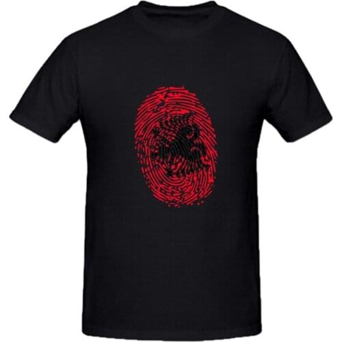 Albania Flag Fingerprint T-Shirt. Summer Cotton O-Neck Short Sleeve Mens T Shirt New S-3XL