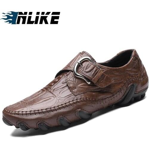 INLIKE Big Size New Roman Fashion Autumn Style Soft Moccasins Men Loafers High Quality Genuine Leather Shoes Men Flats