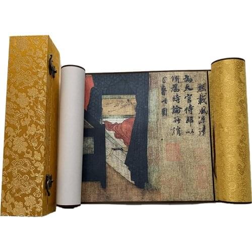 Chinese Calligraphy Long Han Xi Zai Ye Yan Tu 28.7x370cm Copy Of Famous Painting Panoramic Painting Scroll Decoration