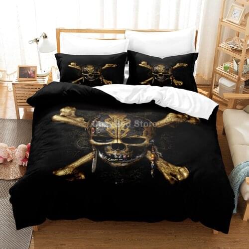 Skull Bone Bedding Set Fashion 3d Duvet Cover Sets Comforter Bed Linen Queen King Single Size Room Decor Adult Black Skeleton