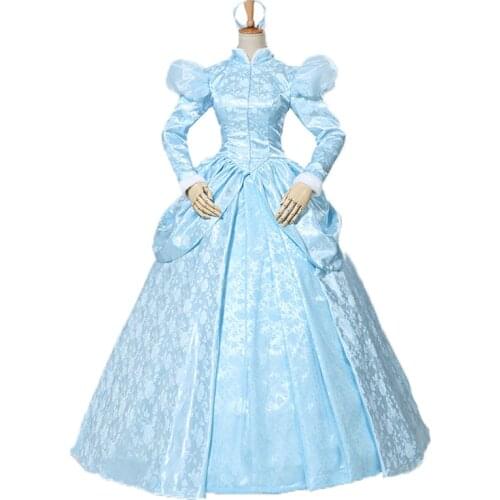 Custom Made Cinderella Costume Fancy Princess Dress Carnival Halloween Cosplay Cinderella Winter Suit Lace Up Corset