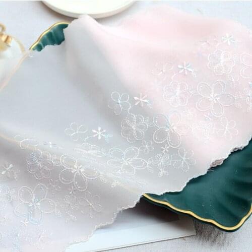 Hot Sale 1 Meter Pink Chiffon Lace Trim Embroidered Lace Venice Floral Scallop Bridal Lace Wedding Decor Accessories