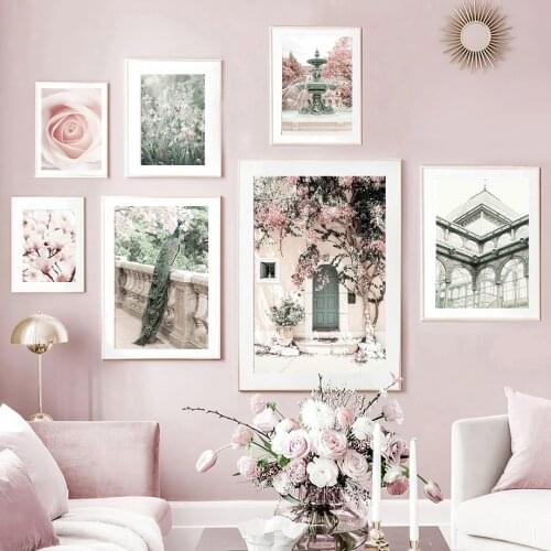 Morocco Flowers Peacock Roses Greenery Wall Art Canvas Painting Nordic Posters And Prints Wall Pictures For Living Room Decor