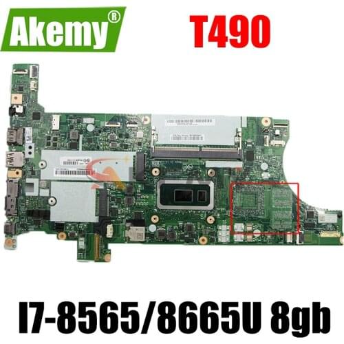 For Lenovo ThinkPad T490 motherboard FT490/FT492/FT590/FT591 NM-B901 with I7-8565/8665U CPU RAM 8GB FRU 02HK940 02HK26 01YT354