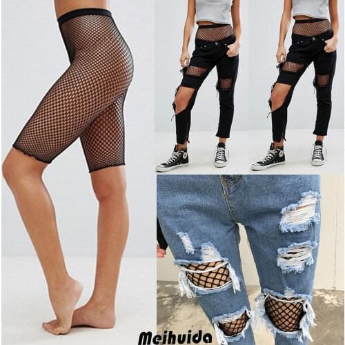 Fashion Black Medium Grid Women High Waist Stocking Fishnet Club Tights Panty Knitting Net Pantyhose Trouser Mesh Lingerie Half