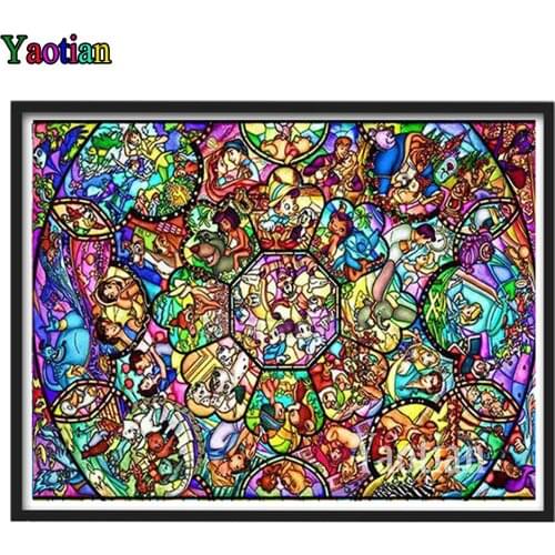 Cartoon princess pattern 5d diy diamond painting cross stitch full square round drill rhinestone embroidery kits wall sticker