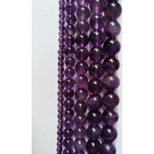 Natural AA Quality Amethys t Quartz Crystal Bead ameth yst Stone Bead for jewelry making 4mm 6mm 8mm 10mm 12mm 15.5'/str