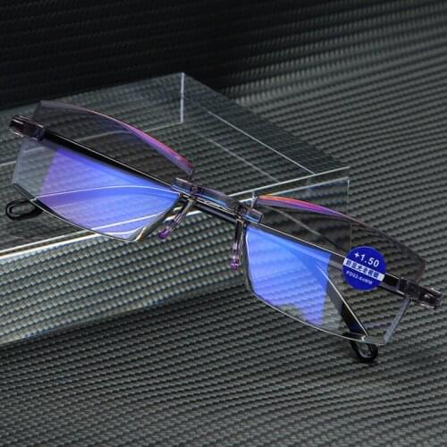 2019 new frameless diamond trimming reading glasses anti-blue reading eyewear men fashion business reading glasses