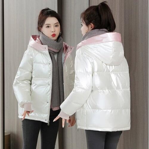 New 2021 Women Short Jacket Winter Thick Hooded Cotton Padded Coats Female Korean Loose Puffer Parkas Ladies Oversize Outwear3XL