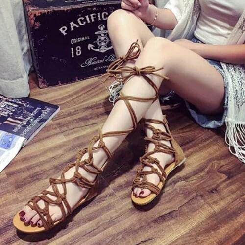 New Summer Girls Cross Strap Sandals High Gladiator Sandals Tall Sandals For Women Boot Sandals Shoes 3 Colors PA876627