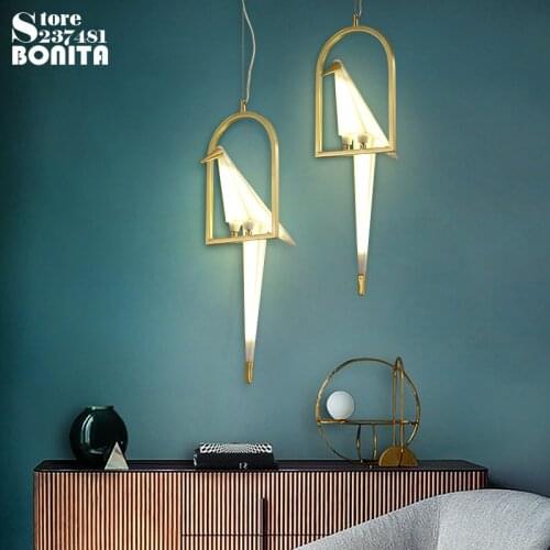 Bird Hanging Lights For Dining Room Acrylic LED Pendant Lighting Nordic Simple Paper Crane Modern Pendant Lamp Led