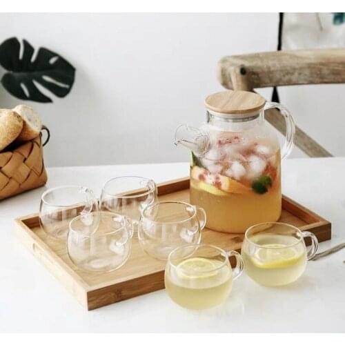 1L/1.8L Big Transparent Borosilicate Glass Teapot Heat-Resistant Large Clear Tea Pot Flower Tea Set Puer Kettle Office Home Tool
