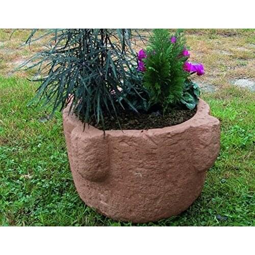 Garden pots mortars DIAM.CM50X36H tobacco IN stone veneer