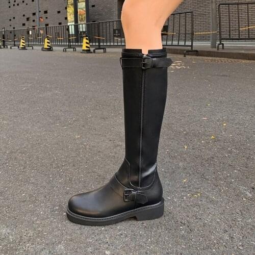 Winter Women Knee High Boots New Party Night Club Shoes Woman Black Colors Genuine Leather Ladies Long Riding Boots