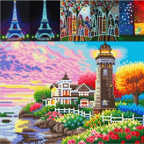 Glows in the dark Landscape DIY luminous diamond painting Special Shaped Diamond Embroidery Cross Stitch Rhinestone Home Decor