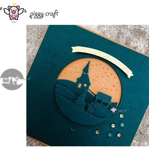 Piggy Craft metal cutting dies cut die mold Kids tree house circle frame Scrapbook paper craft knife mould blade punch stencil