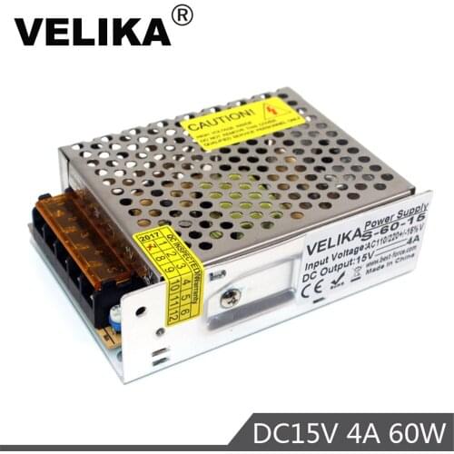 Universal 15V 4A 60W Switch Power Supply Led Transformer 220V 110V to dc15V Adjustable Power Source for LED Light Display Light