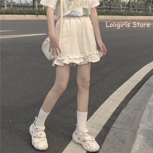 Women 2020 Summer new Wild Loose Ruffle Wide-Leg Shorts Female Students Harajuku High Waist Solid color Casual Shorts Korean