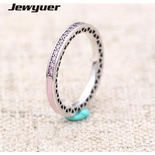7 colors Radiant Hearts ring with Enamel 925 sterling silver jewelry Rings For Women Engagement wedding Ring anillos RIP086