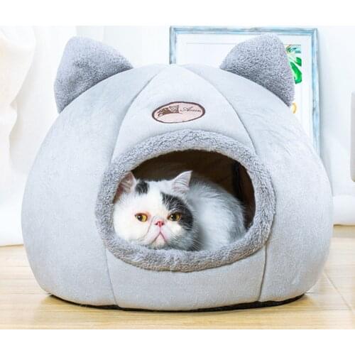 Winter Warm Sleeping Cats Nest Cute Cartoon Pets Cave House Kennel Animal Puppy Washable Soft Plush Dog Mat Cushion